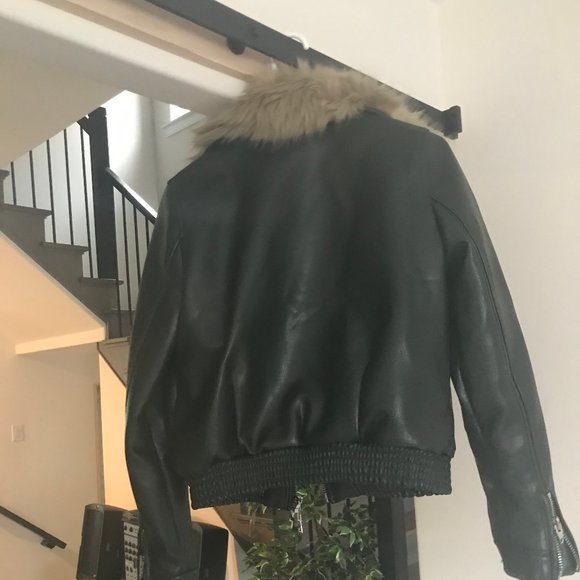 Faux Leather Bomber Jacket - Picture 2 of 11